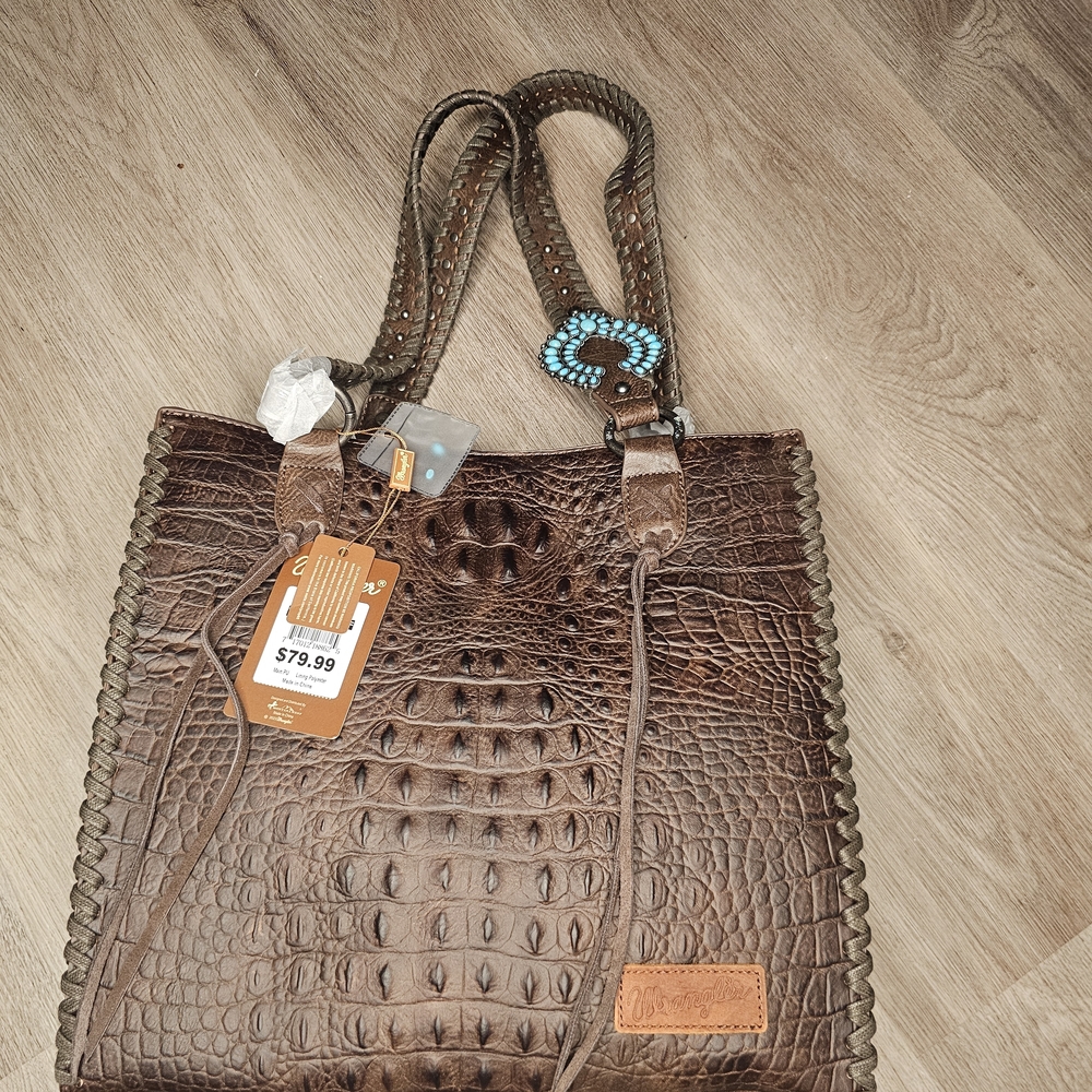 Wrangler Tan Croc-Pattern Tote